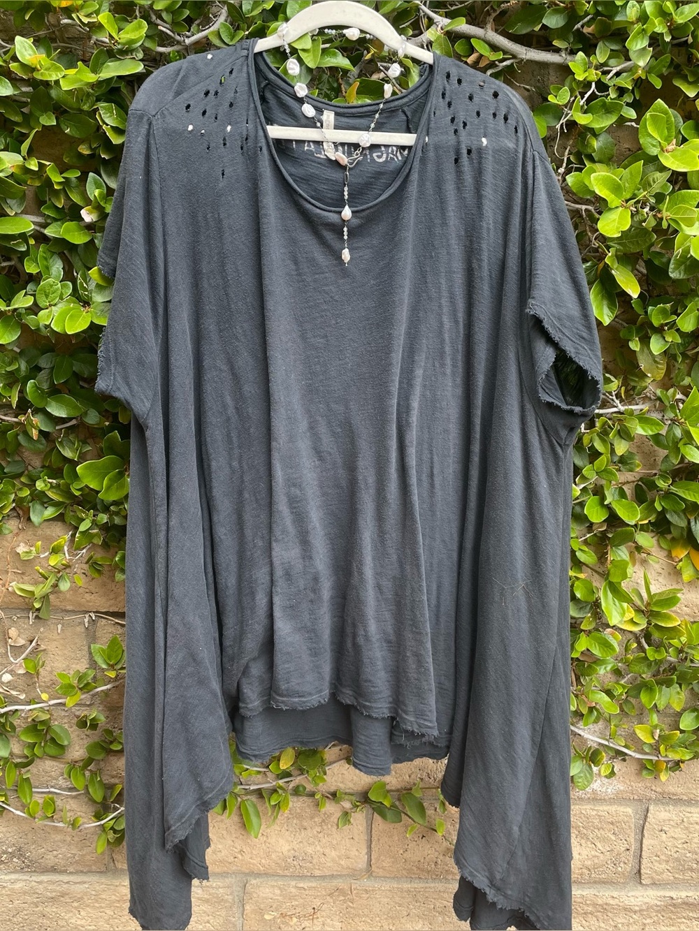 💗💗Magnolia Pearl Asymmetrical Black Jett Tee with distressing
